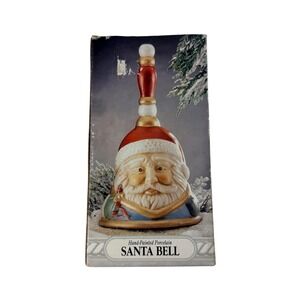HomeTrends Santa Bell Hand Painted Porcelain Bisque Old World Christmas Holiday